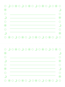 二つ折り便箋（緑・太陽、月）