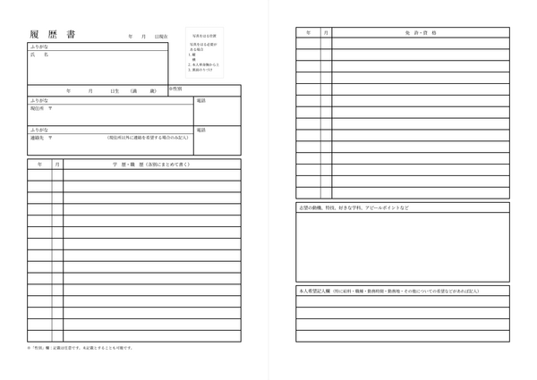 履歴書（資格・免許欄多め）
