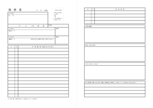 履歴書（志望の動機、特技、好きな学科、アピールポイント欄多め）